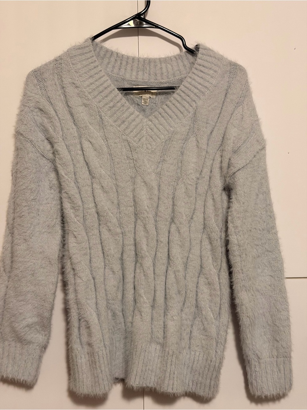 Lucky Brand Light Baby Blue V-Neck Cable Knit Sweater